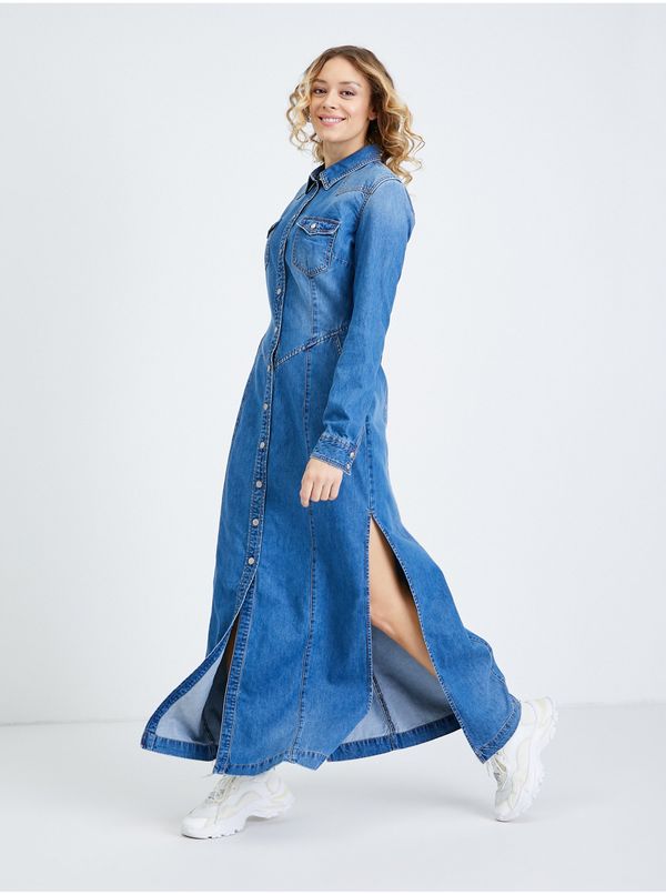 Guess Blue Denim Shirt Maxi dress Guess Vivi - Women