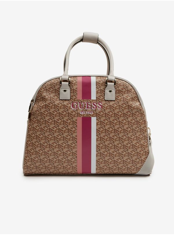 Guess Brown Ladies Patterned Handbag Guess Wilder Deluxe Dome - Ladies