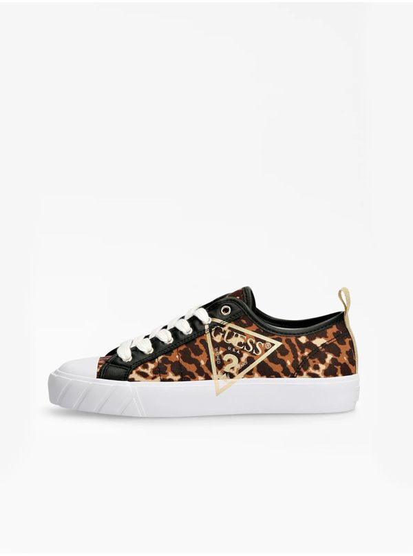 Guess Brown Women's Patterned Guess Sneakers - Women