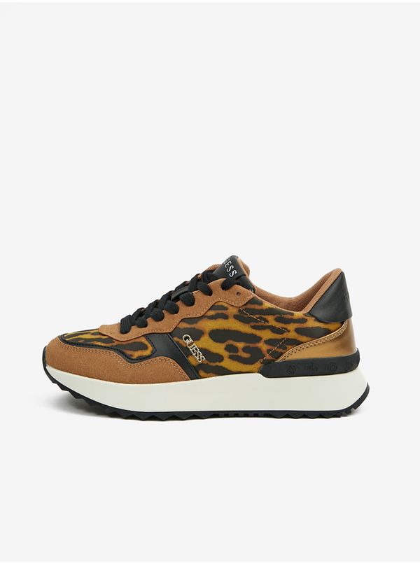 Guess Brown Women's Patterned Sneakers with Leather Details Guess - Women