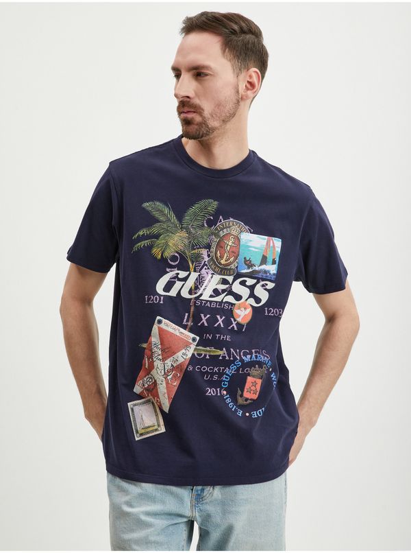 Guess Dark blue men's T-Shirt Guess Nautica Collage - Men