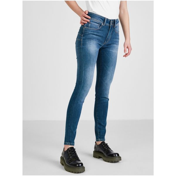 Guess Dark Blue Women's Skinny Fit Jeans with Embroidered Guess Effect - Women