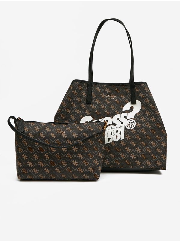 Guess Dark Brown Womens Shopper Handbag 2 in 1 Guess Vikky - Women