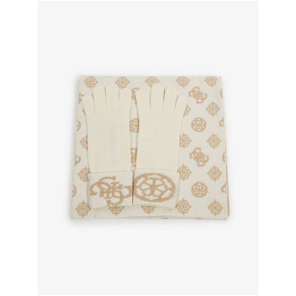 Guess Guess Set of women's patterned gloves and scarves in beige-cream Gu - Women
