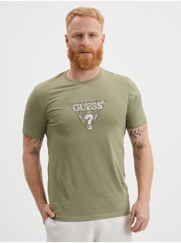 Guess Khaki Men's T-Shirt Guess - Men's