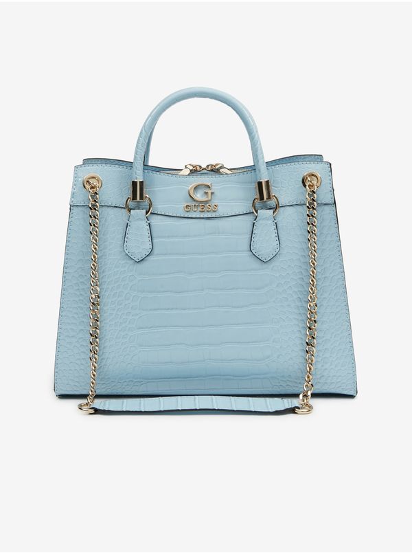 Guess Light blue ladies handbag with crocodile pattern Guess Nell Croc - Ladies