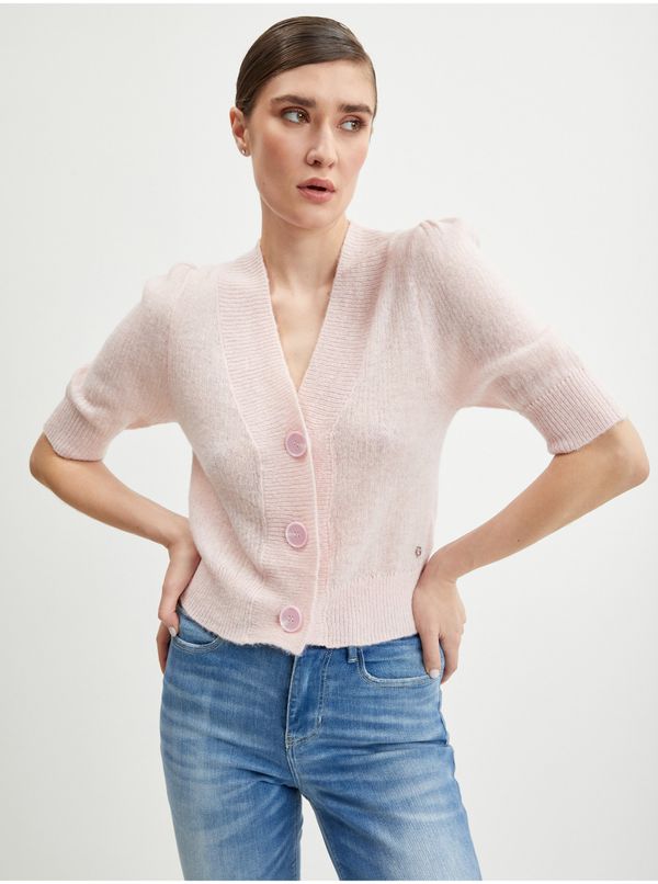 Guess Light pink Ladies Cardigan with Wool Guess Mathilde - Ladies
