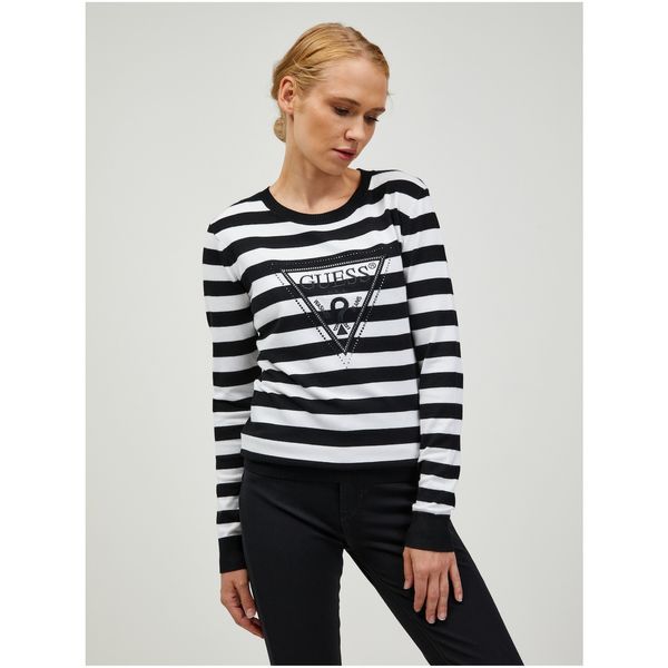 Guess White-black Women's Striped Sweater Guess Lea - Women