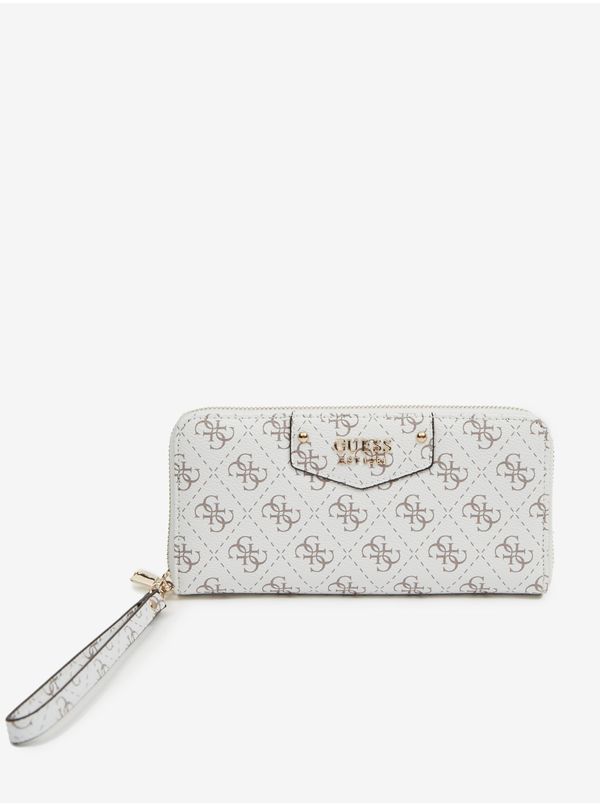 Guess White Ladies Patterned Wallet Guess Eco Brenton LRG - Women