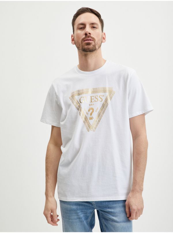 Guess White Men's T-Shirt Guess Chain Logo - Men
