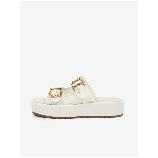 Guess White women's slippers on the Guess platform - Women