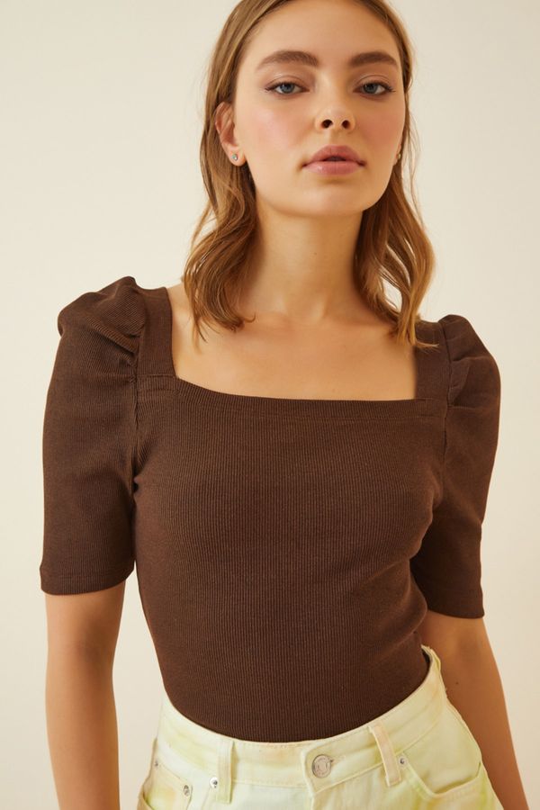 Happiness İstanbul Happiness İstanbul Blouse - Brown - Fitted
