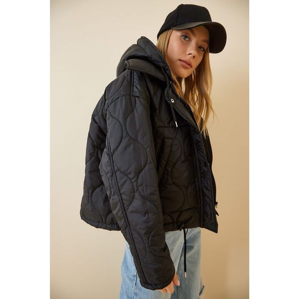 Happiness İstanbul Happiness İstanbul Women's Black Hooded Quilted Coat