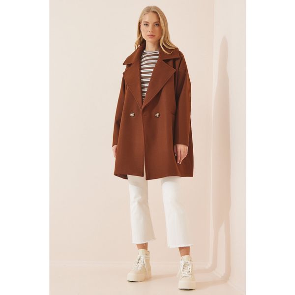 Happiness İstanbul Happiness İstanbul Women's Brown Oversized Cachet Coat