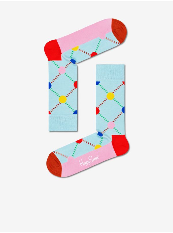 Happy Socks Pink-Blue Patterned Socks Happy Socks Argyle Dot - Women