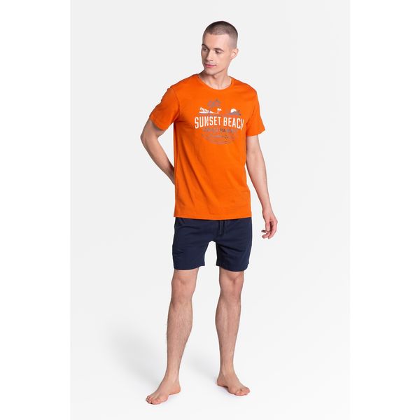 Henderson Led pajamas 38867-22X Orange-Navy Blue