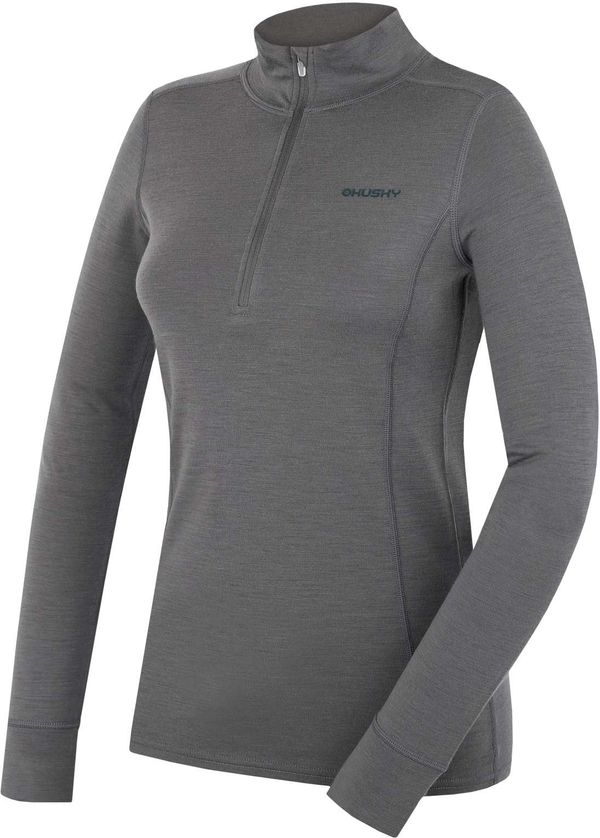 HUSKY Women's merino sweatshirt HUSKY Aron Zip L dk. grey green