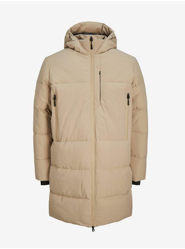 Jack & Jones Beige Men's Quilted Winter Coat Jack & Jones Tech - Men