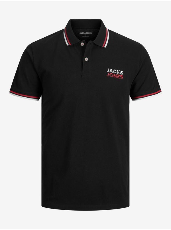 Jack & Jones Black Mens Polo T-Shirt Jack & Jones Atlas - Men