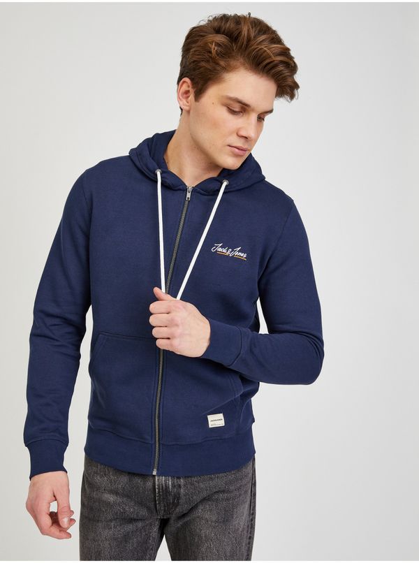 Jack & Jones Dark Blue Men's Zippered Hoodie Jack & Jones Tons - Men