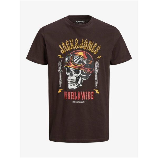 Jack & Jones Dark Brown Men's T-Shirt Jack & Jones Captain - Men's