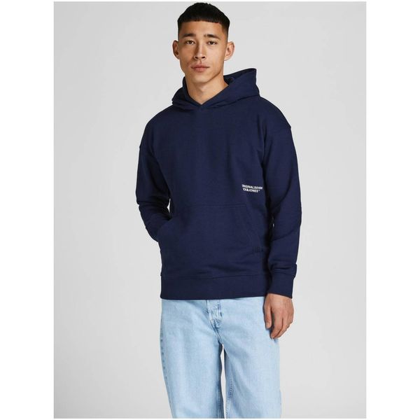 Jack & Jones Jack & Jones World Wide Dark Blue Hoodie - Mens