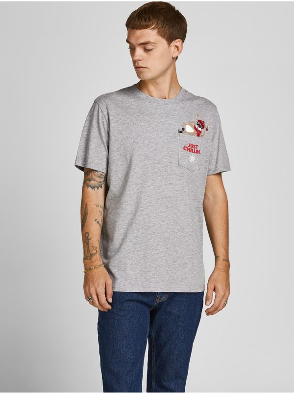 Jack & Jones Light Grey Brindle Christmas T-Shirt Jack & Jones Noelle - Men