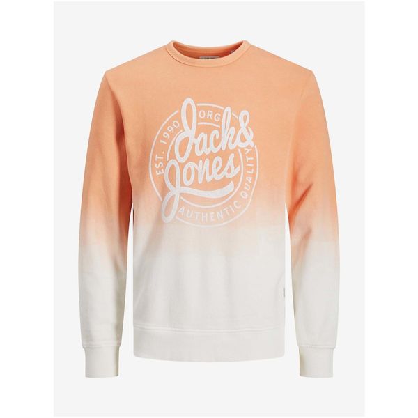 Jack & Jones White-Apricot Patterned Sweatshirt Jack & Jones Tariff - Men's