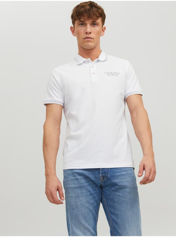 Jack & Jones White Mens Polo T-Shirt Jack & Jones Archie - Men