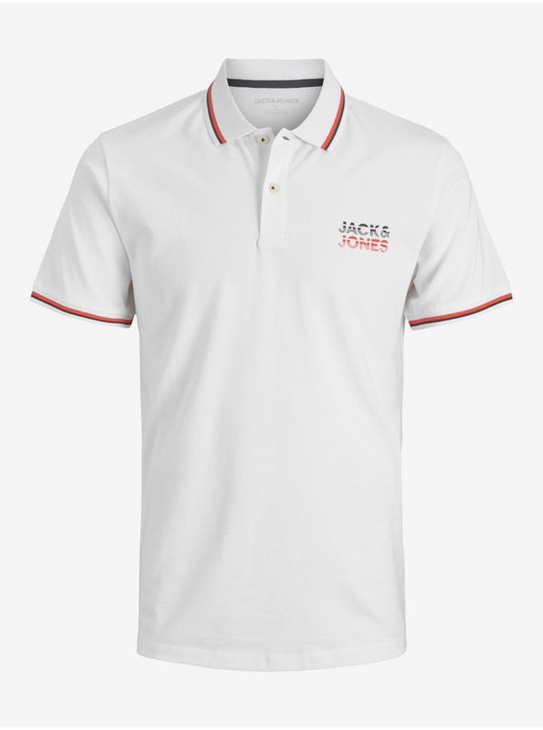 Jack & Jones White Mens Polo T-Shirt Jack & Jones Atlas - Men