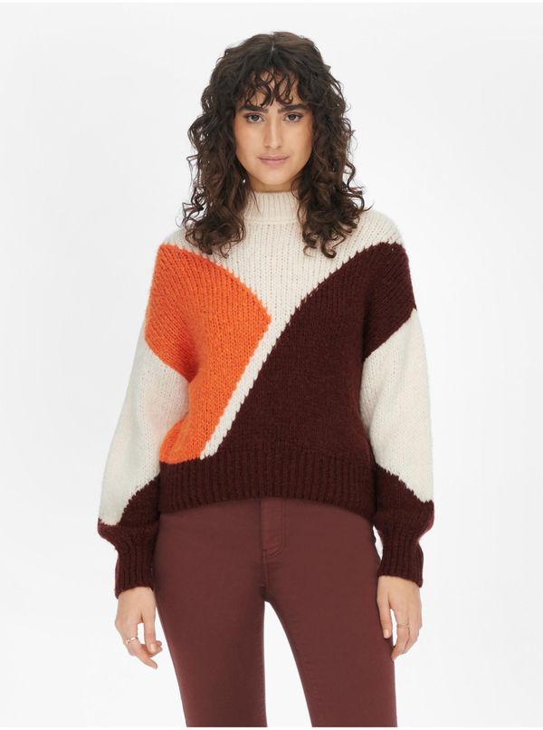 JDY Brown-cream patterned sweater JDY Killian - Women