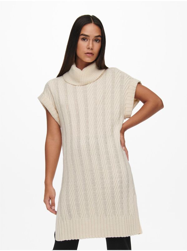JDY Cream sweater long vest with turtleneck JDY Fara - Women