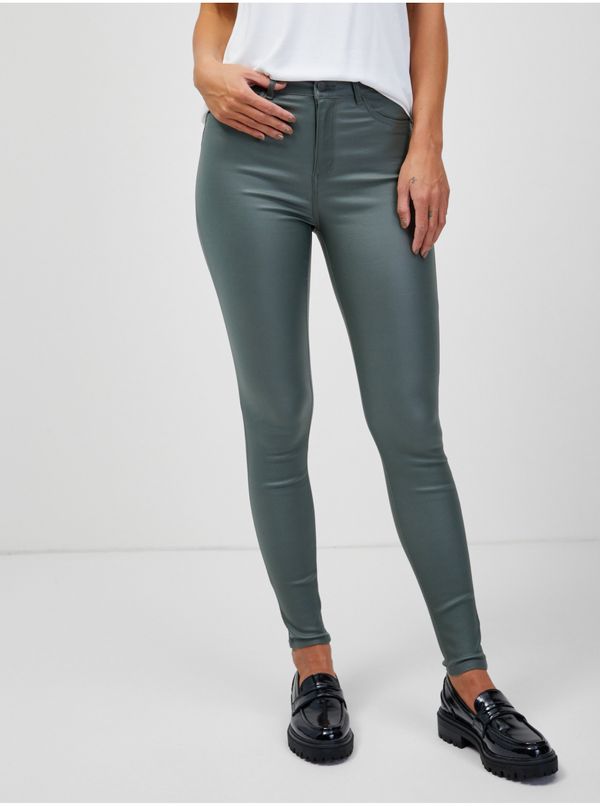 JDY Green Skinny Fit Leatherette Pants JDY New Thunder - Women