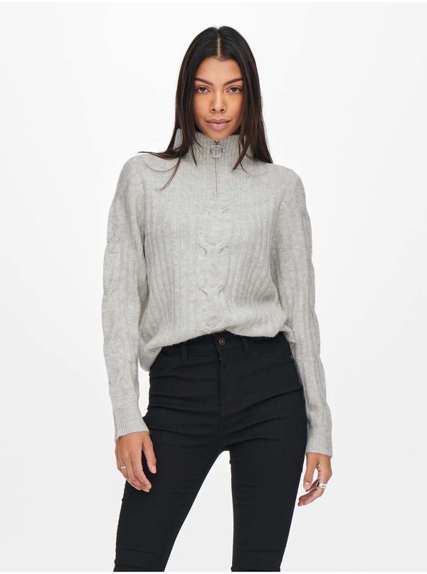 JDY Light grey ribbed sweater with collar JDY Andrea - Women