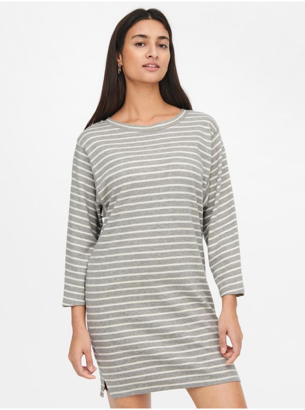 JDY Light Grey Striped Three-Quarter Sleeve Dress JDY Maggie - Women