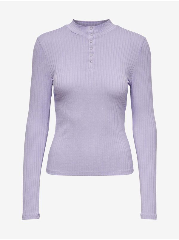 JDY Light purple ribbed T-shirt with stand-up collar JDY Fransiska - Women