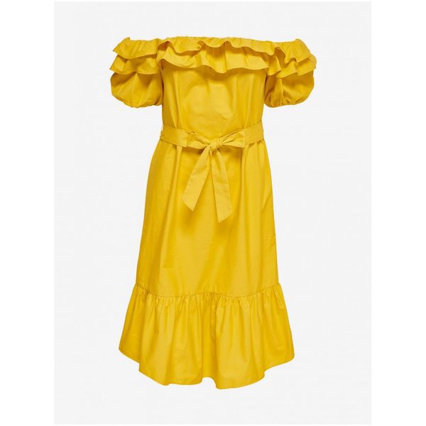 JDY Yellow Dress with Exposed Shoulders JDY Cuba - Women