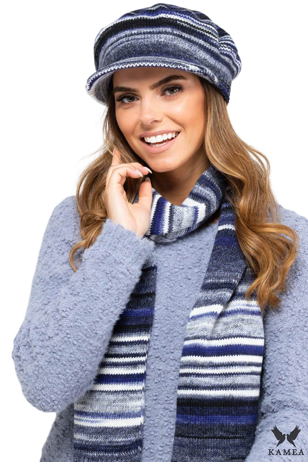 Kamea Kamea Woman's Set Beret&Scarf K.19.238.12 Navy Blue