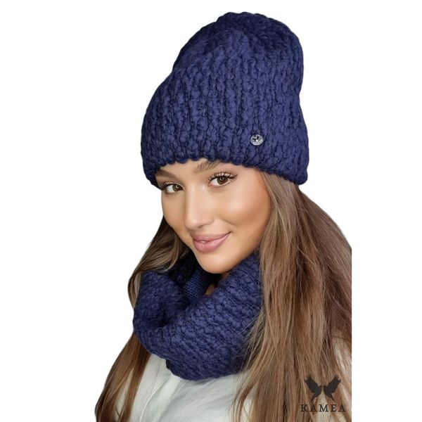 Kamea Kamea Woman's Set Hat&Chimney K.22.209.12 Navy Blue