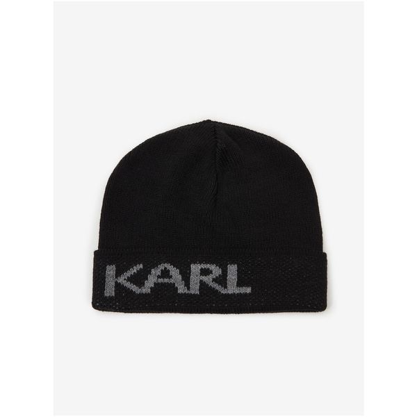 Karl Lagerfeld Black cap with wool KARL LAGERFELD - Men