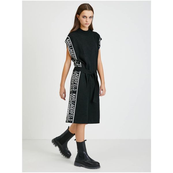 Karl Lagerfeld Black women's sweater dress with wool admixture KARL LAGERFELD - Women