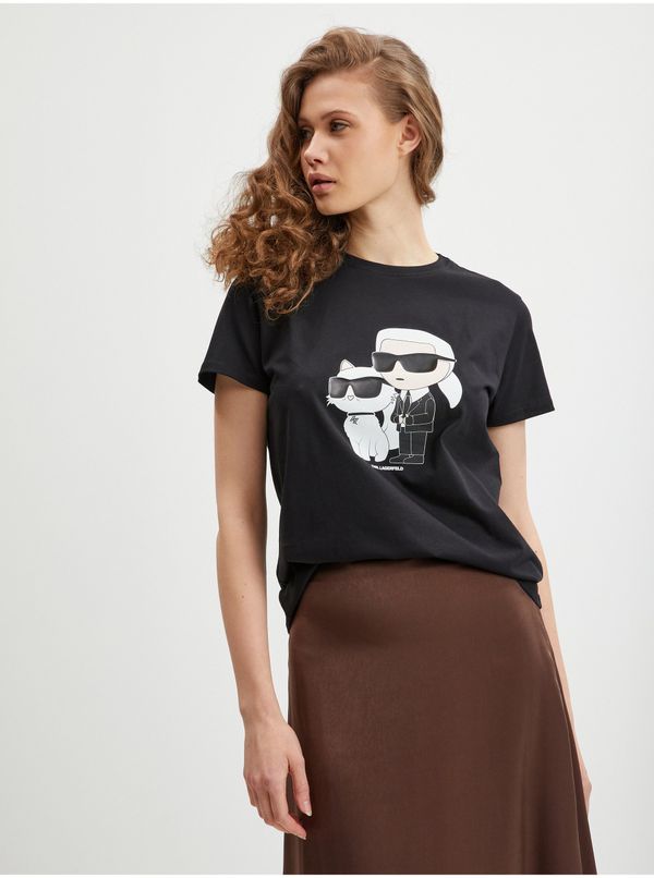 Karl Lagerfeld Black Women's T-Shirt KARL LAGERFELD Ikonik - Women
