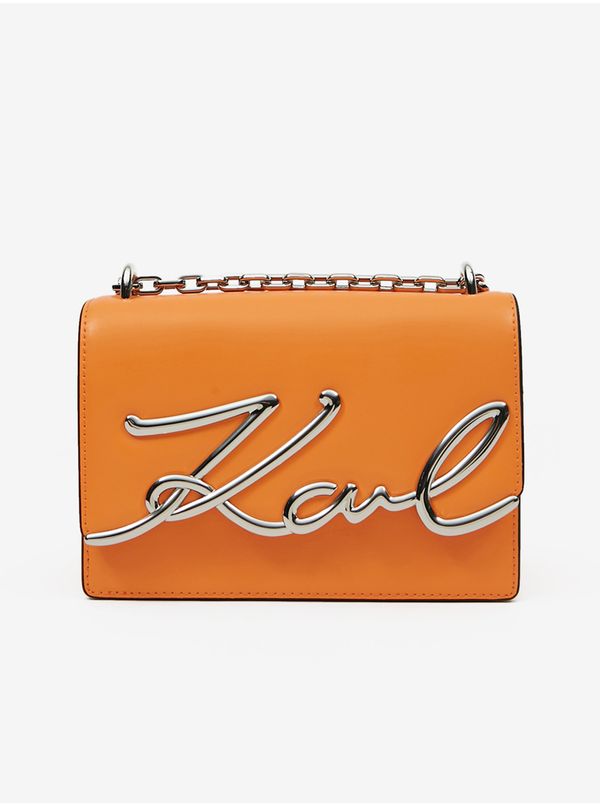 Karl Lagerfeld Orange women's leather crossbody handbag KARL LAGERFELD Signature - Women
