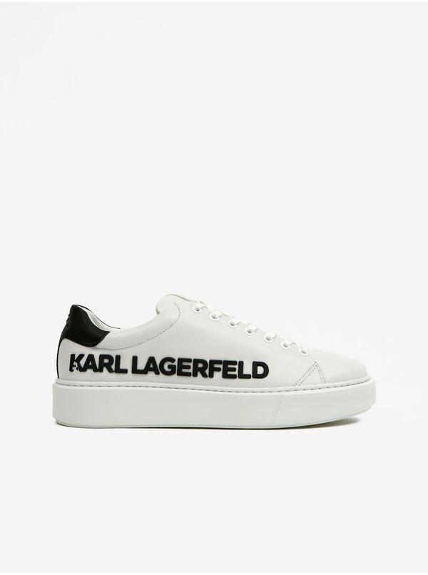 Karl Lagerfeld White Mens Leather Sneakers KARL LAGERFELD Maxi Up Injection Logo - Men