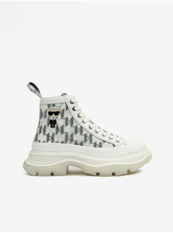 Karl Lagerfeld White Women's Ankle Sneakers with Leather Details KARL LAGERFELD Luna Mo - Ladies