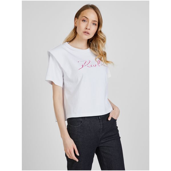 Karl Lagerfeld White Women's T-Shirt with Shoulder Pads KARL LAGERFELD - Women