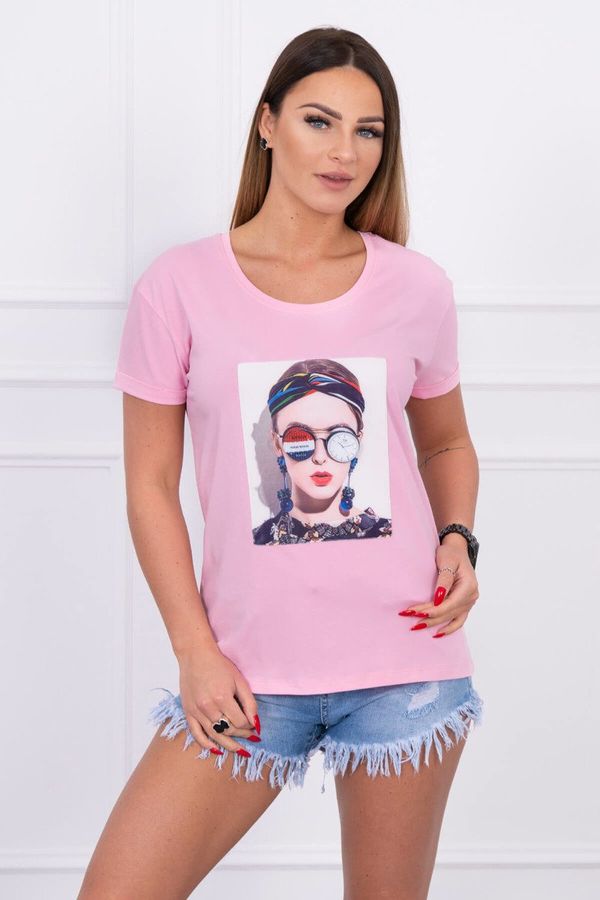 Kesi Bluzka z kobiecą grafiką sproszkowaną na różowo