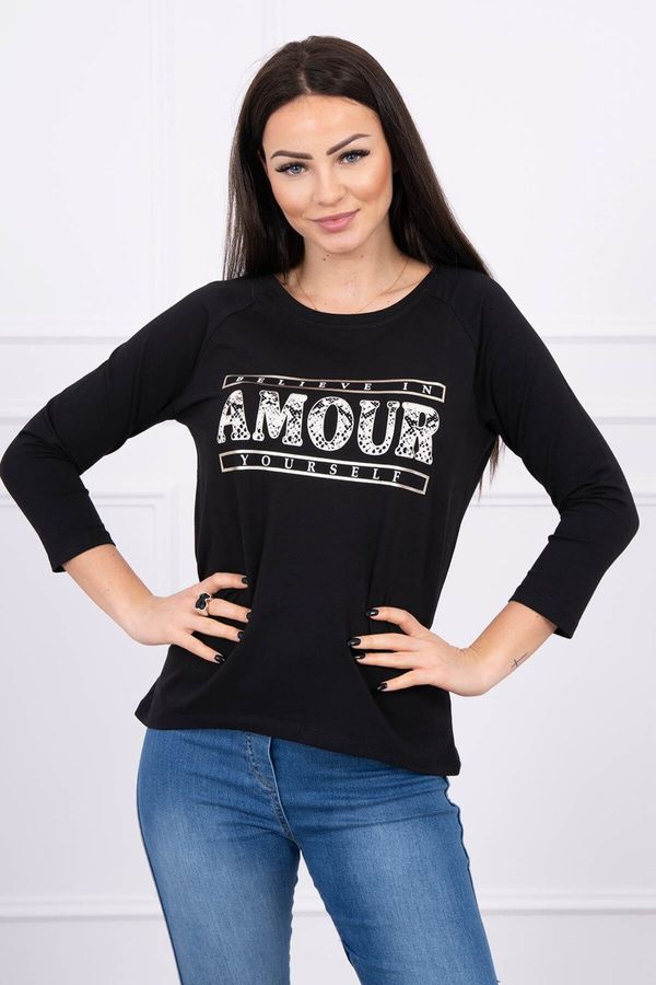 Kesi Bluzka z nadrukiem Amour czarny S/M - L/XL