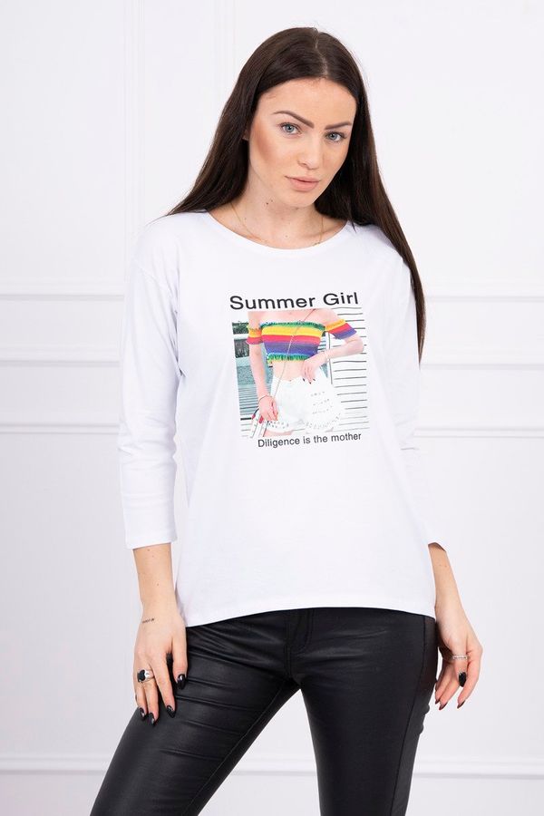 Kesi Bluzka z nadrukiem Summer Girl biały