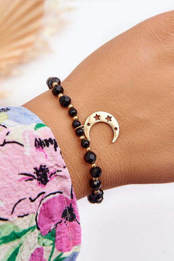 Kesi Bracelet With Beads And Decorated Moon Black